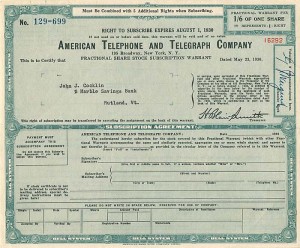 American Telephone and Telegraph Co. - Fractional Share Stock Warrant